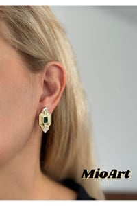 Baguette Design Üçgen Taş Çelik Serenay Sarıkaya Kombin Küpe