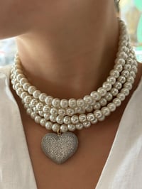 Cam İnci Kalp Choker Kolye