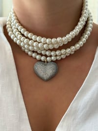 Cam İnci Kalp Choker Kolye