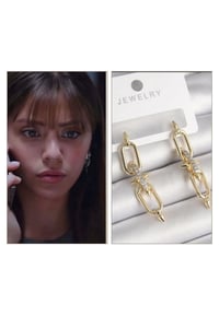 Çelik Chain Gold Tasarım Kızılcık Şerbeti Doğa Küpesi