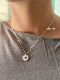 Gold Nazar Taşlı Kolye