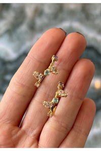Gold Renk Renkli Zirkon Taşlı Kadın Küpe