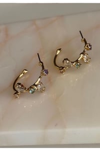 Gold Renk Renkli Zirkon Taşlı Kadın Küpe