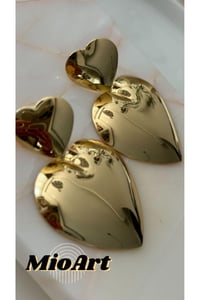 Gold Silver Bombeli Kalp Küpe