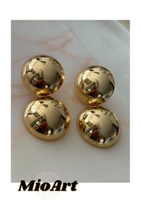 Gold Silver Bombeli Kalp Küpe