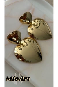 Gold Silver Bombeli Kalp Küpe