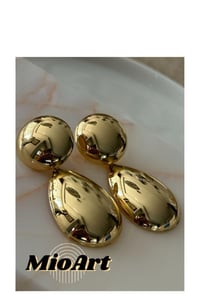 Gold Silver Bombeli Kalp Küpe