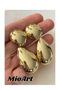 Gold Silver Bombeli Kalp Küpe