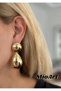 Gold Silver Bombeli Kalp Küpe