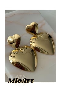 Gold Silver Bombeli Kalp Küpe