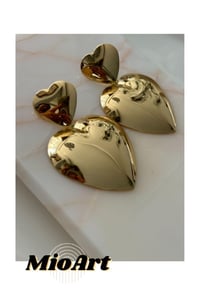 Gold Silver Bombeli Kalp Küpe