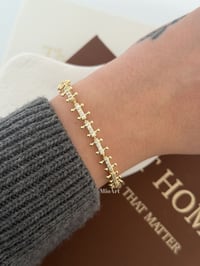 Gold Taşlı Çelik Bileklik