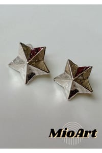 Gold Zirkon Taş Detaylı Çift Renk Kutup Yıldızı Pirinç Küpe