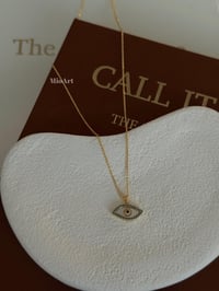 Göz Mavi Taşlı Gold Kolye