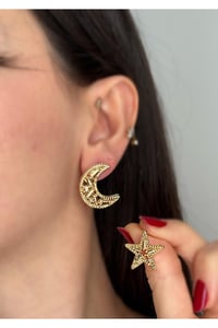 Kadın Ay Yıldız Model Farklı Şık Türkiye Küpe