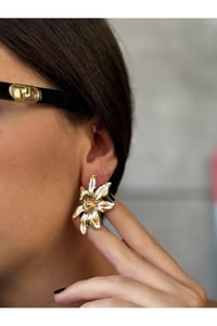 Kadın Flower Çiçek Gold Küpe