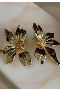 Kadın Flower Çiçek Gold Küpe