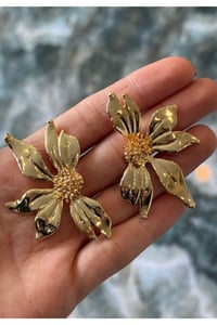 Kadın Flower Çiçek Gold Küpe