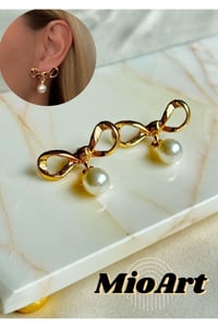 Kadın Gold Fiyonk İncili Küpe