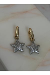 Kadın Taşlı Gold Küpe