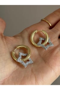 Kadın Taşlı Gold Küpe