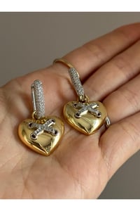 Kadın Taşlı Gold Küpe