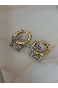 Kadın Taşlı Gold Küpe