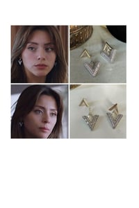 Kadın Taşlı V Küpe Trend Model