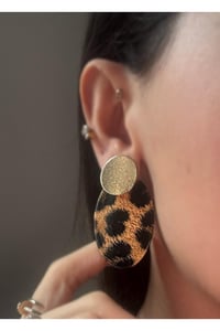 Kadın Yeni Sezon Geometrik Leopar Küpe