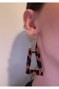 Kadın Yeni Sezon Geometrik Leopar Küpe
