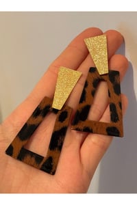 Kadın Yeni Sezon Geometrik Leopar Küpe