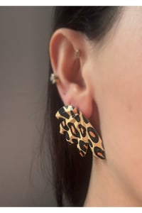 Kadın Yeni Sezon Geometrik Leopar Küpe