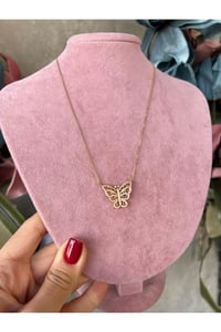 Kadın Zirkon Taşlı Kelebek Model Kolye