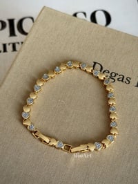 Kalp Taşlı Gold Bileklik