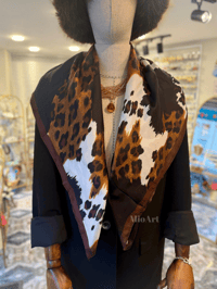 Leopar Desen İthal Çift Taraflı Bandana Fular 