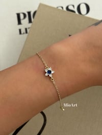 Lotus Mavi Taşlı Gold Zincir Bileklik