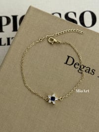 Lotus Mavi Taşlı Gold Zincir Bileklik