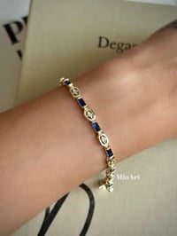 Mavi Taşlı Gold Bileklik
