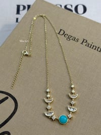 Mavi Taşlı Gold Kolye