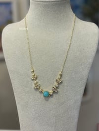 Mavi Taşlı Gold Kolye