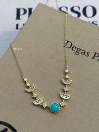 Mavi Taşlı Gold Kolye
