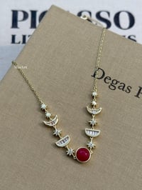 Pembe Taşlı Gold Kolye