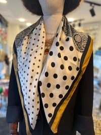 Puantiye Desenli Safran İthal Çift Taraflı Bandana Fular 