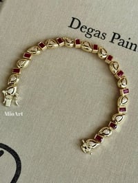 Rubby Damla Kesim Taşlı Gold Bileklik