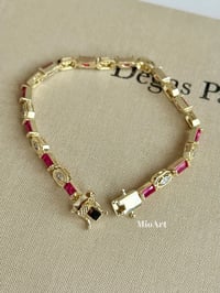 Rubby Taşlı Gold Bileklik