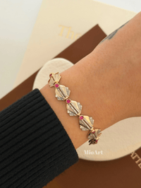 Ruby Taşlı Gold Bileklik