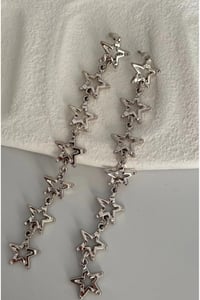Stradi Model Silver Yıldız Zincir Sallantılı Küpe