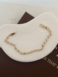 Su Yolu Taşlı Gold Çelik Bileklik