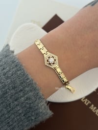 Tasarım Taşlı Gold Çelik Bileklik
