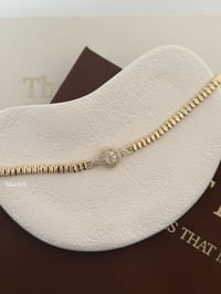Taşlı Çiçek Gold Tasarım Çelik Bileklik